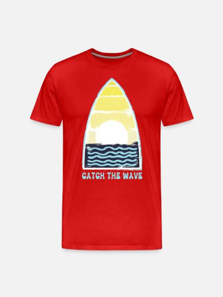 Surfboard. Catch the wave. - Men's Premium Organic T-Shirt - red