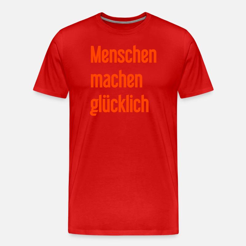 Menschen machen glücklich – Positives Statement - Männer Premium Bio T-Shirt - Rot