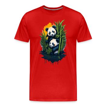 Niedliche Pandas - Männer Premium Bio T-Shirt - Rot - Vorne - Damien (186cm)