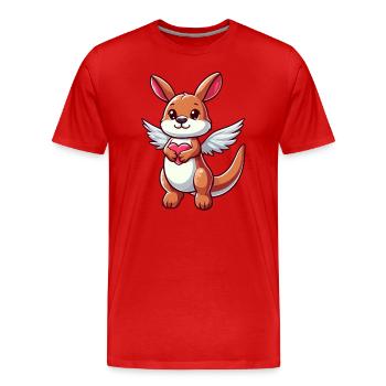 Engel Känguru Herz Flügel - Männer Premium Bio T-Shirt - Rot - Vorne - Damien (186cm)