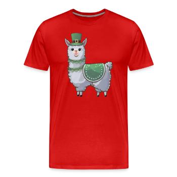 St. Patricks Day Süßes Lama Cartoon - Männer Premium Bio T-Shirt - Rot - Vorne - Damien (186cm)