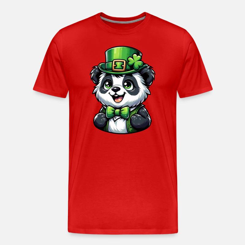 St. Patrick's Panda Celebration - Men's Premium Organic T-Shirt - red