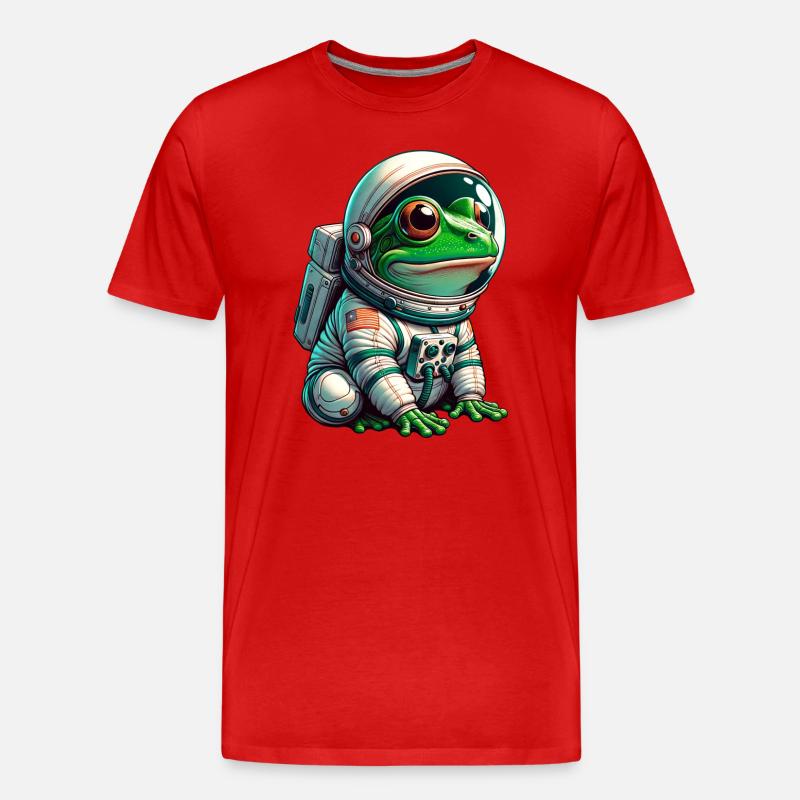 Grenouille astronaute dans l’espace - T-shirt bio Premium Homme - rouge