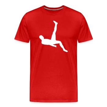 Soccer Player Overhead Kick Sports Gifts - Men's Premium Organic T-Shirt - red - Front - Damien (186cm)