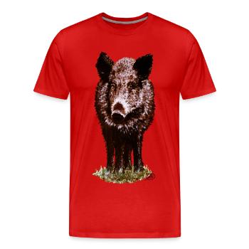 Überläufer braun - Männer Premium Bio T-Shirt - Rot - Vorne - Damien (186cm)