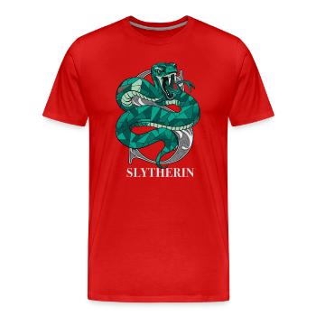 Harry Potter Slytherin Wappen monochrom - Männer Premium Bio T-Shirt - Rot - Vorne - Damien (186cm)