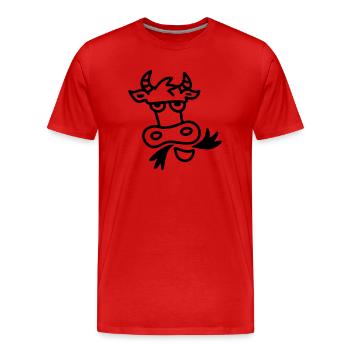 vache à mâcher - ligne - T-shirt bio Premium Homme - rouge - Devant - Damien (186cm)