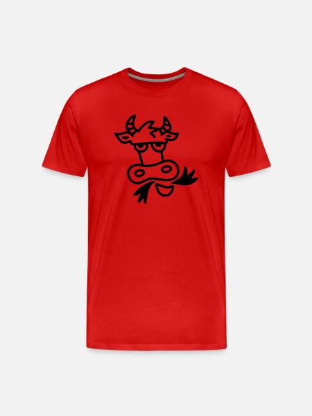 chewing cow - line - Men's Premium Organic T-Shirt - red