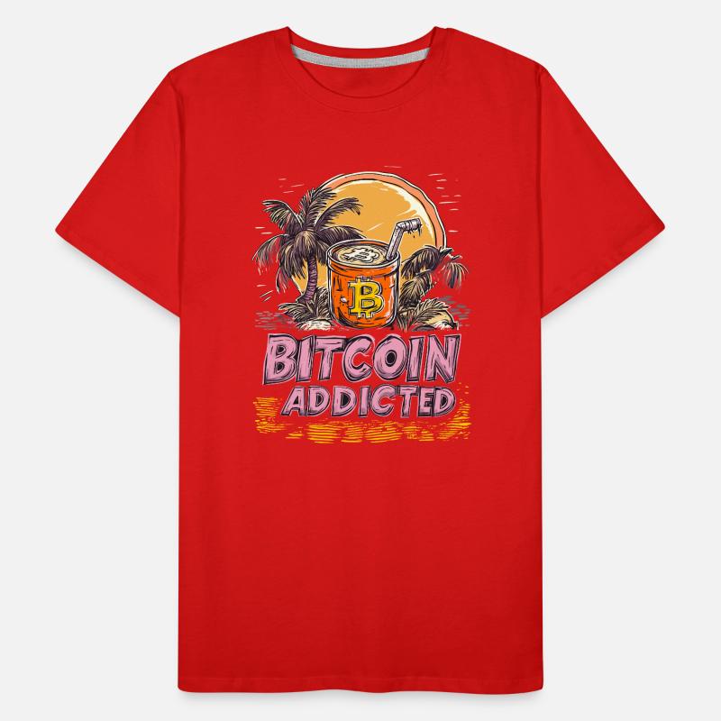 Bitcoin Addicted Millionaire Palm Trees Bullrun T-shirt bio Premium Homme