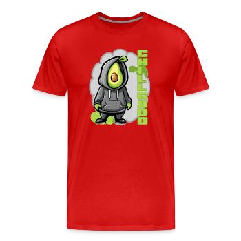 Chillcado - Avocat avec sweat à capuche - T-shirt bio Premium Homme - rouge - Devant - Damien (186cm)