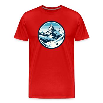 Matterhorn Zermatt Winter Ski fahren Fun cool - Männer Premium Bio T-Shirt - Rot - Vorne - Damien (186cm)