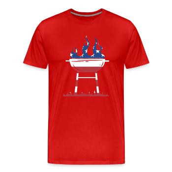 Griller Drapeau Américain Grillades - T-shirt bio Premium Homme - rouge - Devant - Damien (186cm)
