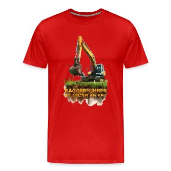 Excavator Excavator Operator Hero on Construction - Men's Premium Organic T-Shirt - red - Front - Damien (186cm)