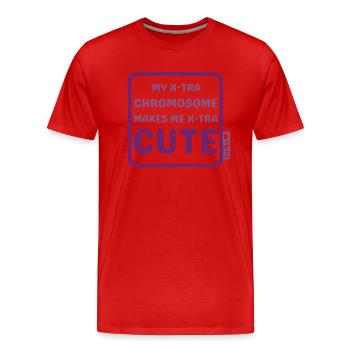 Down Syndrom - X-tra Cute - malve - Männer Premium Bio T-Shirt - Rot - Vorne - Damien (186cm)
