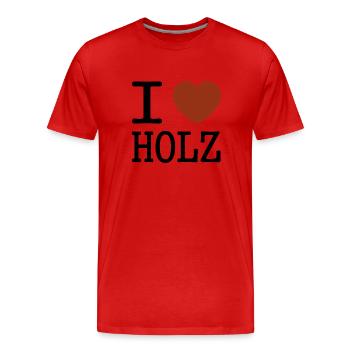 I love Holz - Männer Premium Bio T-Shirt - Rot - Vorne - Damien (186cm)