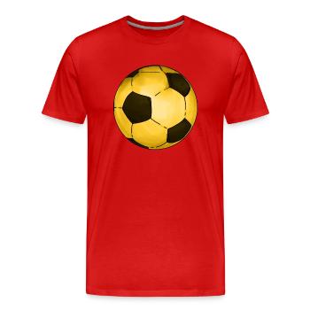 Football Sticker Black Gold Ball - Men's Premium Organic T-Shirt - red - Front - Damien (186cm)