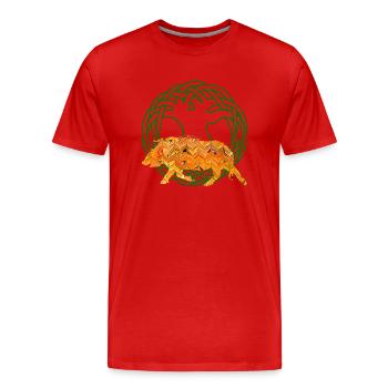 eber gullinborsti e 266 - Männer Premium Bio T-Shirt - Rot - Vorne - Damien (186cm)