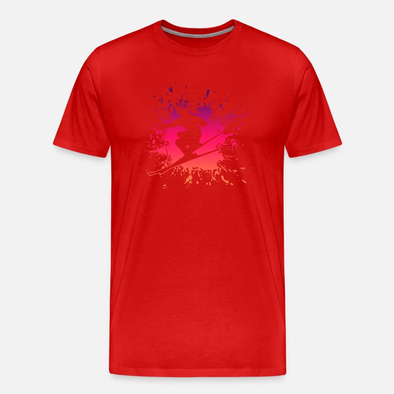 Skiing Splash ski skiing - Männer Premium Bio T-Shirt - Rot