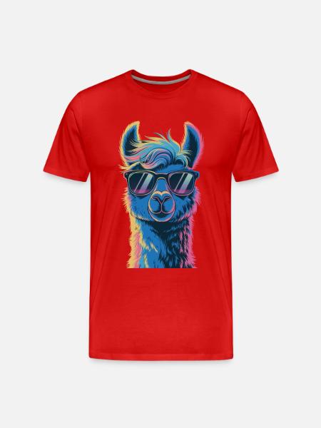 Alpaka Llama - Männer Premium Bio T-Shirt - Rot