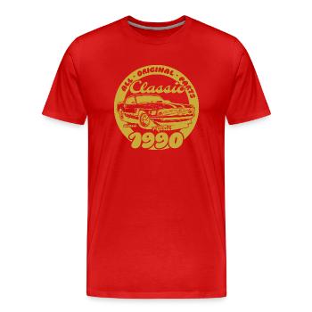 35th Birthday - Classic Musclecar 04/1990 - Men's Premium Organic T-Shirt - red - Front - Damien (186cm)