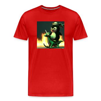 Fiery Penguin T-Shirt for Kids Boy/Girl - Men's Premium Organic T-Shirt - red - Front - Damien (186cm)