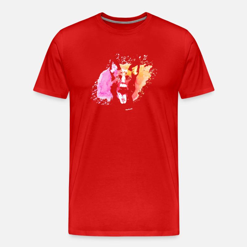 Schäferhund Farbklecks - Männer Premium Bio T-Shirt - Rot
