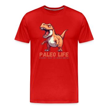 La vie paléo - Chaque jour est Dino-Mite - T-shirt bio Premium Homme - rouge - Devant - Damien (186cm)