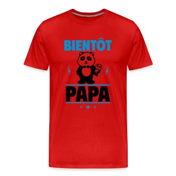 Bientôt papa : Surprise avec un panda adorable - T-shirt bio Premium Homme - rouge - Devant - Damien (186cm)