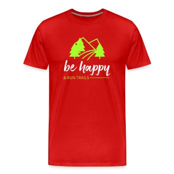 Courez sur des sentiers et soyez heureux ! - T-shirt bio Premium Homme - rouge - Devant - Damien (186cm)