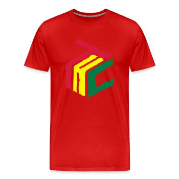 THC CUBE 3D Logo 420 - Männer Premium Bio T-Shirt - Rot - Vorne - Damien (186cm)