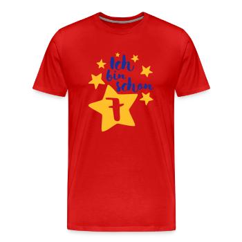 Ich bin schon Sieben! - Männer Premium Bio T-Shirt - Rot - Vorne - Damien (186cm)