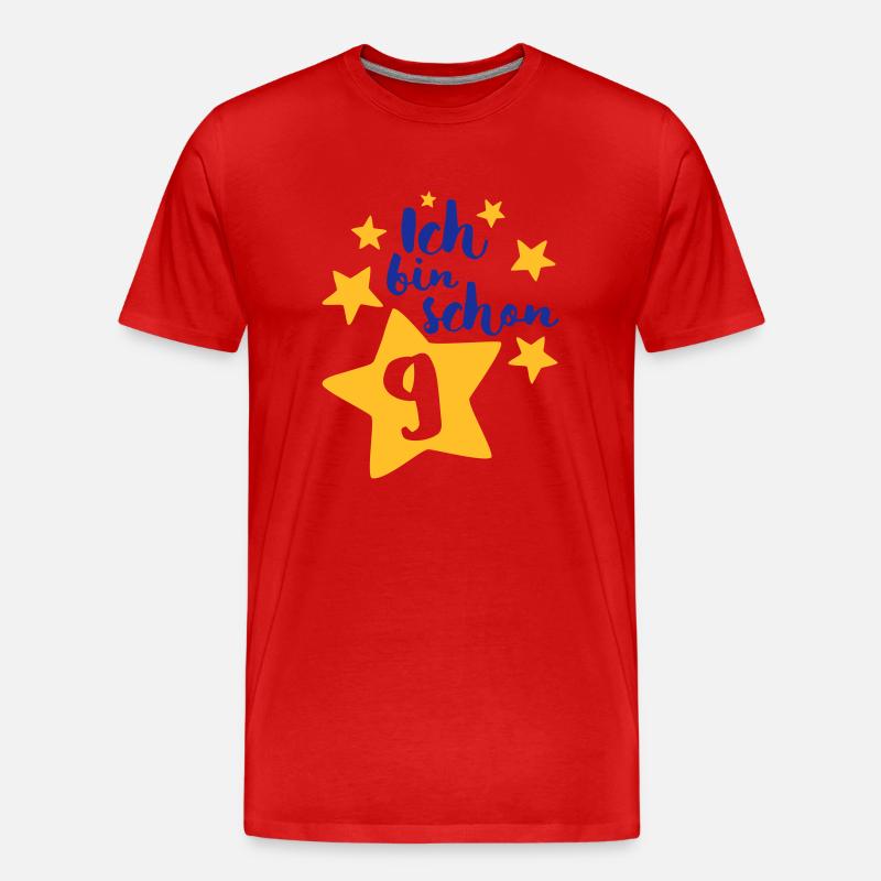 Ich bin schon Neun! - Männer Premium Bio T-Shirt - Rot