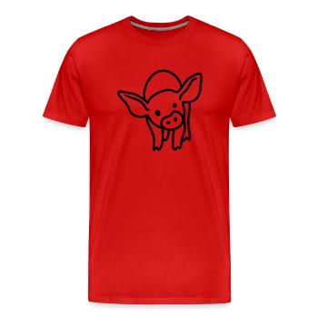 Porcelets - ligne - T-shirt bio Premium Homme - rouge - Devant - Damien (186cm)