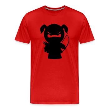 grimmiges Ninjamädel mit Pfeil und Bogen - Männer Premium Bio T-Shirt - Rot - Vorne - Damien (186cm)