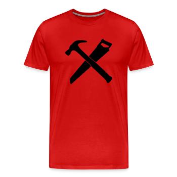 hammer and saw - Men's Premium Organic T-Shirt - red - Front - Damien (186cm)