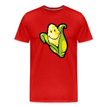 Smiley Corn Ear - Men's Premium Organic T-Shirt - red - Front - Damien (186cm)