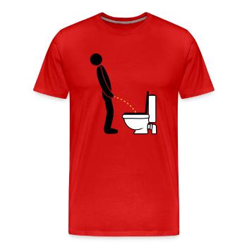 WC logo im stehen pinkeln pissen klo toilette erle - Männer Premium Bio T-Shirt - Rot - Vorne - Damien (186cm)