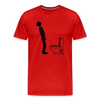 cool WC logo im stehen pinkeln pissen klo toilette - Männer Premium Bio T-Shirt - Rot - Vorne - Damien (186cm)