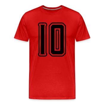 Symbole de 10 chiffres - T-shirt bio Premium Homme - rouge - Devant - Damien (186cm)