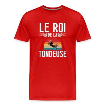 Le roi de la tondeuse cadeau homme jardinier - T-shirt bio Premium Homme - rouge - Devant - Damien (186cm)