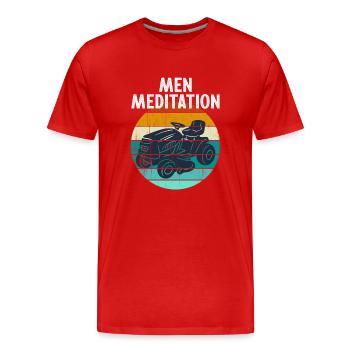MEN MEDITATION funny lawn mowing lawn tractor - Men's Premium Organic T-Shirt - red - Front - Damien (186cm)