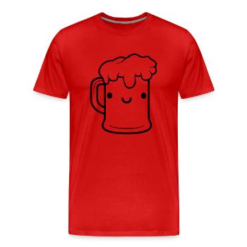 Süßes Bier Gesicht Maßkrug - Männer Premium Bio T-Shirt - Rot - Vorne - Damien (186cm)
