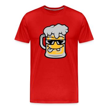 Cooles Gesicht Bier Maßkrug - Männer Premium Bio T-Shirt - Rot - Vorne - Damien (186cm)