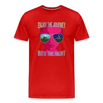 Explorateurs de voyages de vacances dans la nuit - T-shirt bio Premium Homme - rouge - Devant - Damien (186cm)