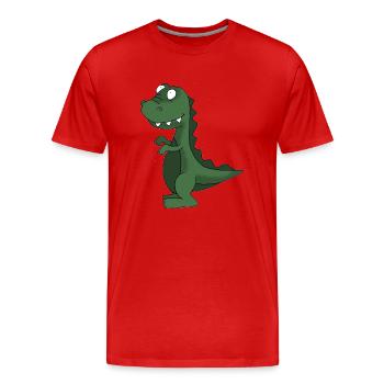 Dino 11 - Men's Premium Organic T-Shirt - red - Front - Damien (186cm)