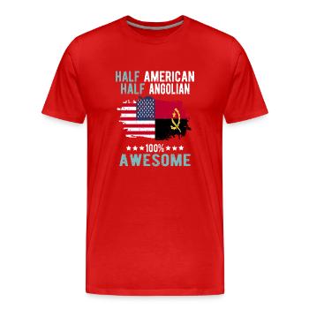Halb Amerikaner Halb Angolier - Männer Premium Bio T-Shirt - Rot - Vorne - Damien (186cm)