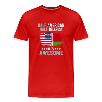 Half American Half Belarusian - Men's Premium Organic T-Shirt - red - Front - Damien (186cm)