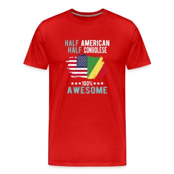 Moitié américain moitié congolais - T-shirt bio Premium Homme - rouge - Devant - Damien (186cm)