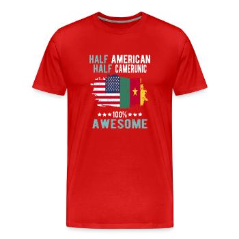 Half American Half Cameroonian - Men's Premium Organic T-Shirt - red - Front - Damien (186cm)