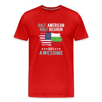 Half American Half Bulgarian - Men's Premium Organic T-Shirt - red - Front - Damien (186cm)